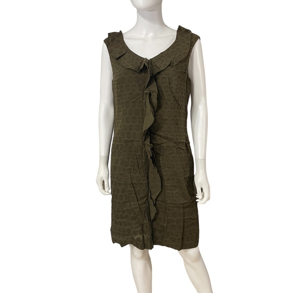 ANTONIO MELANI Green Dot Ruffle Sleeveless Dress - Picture 2 of 9